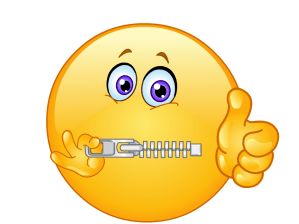 Smiley, zip, stille, dont talk, dont laugh of others