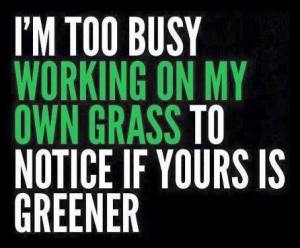 i am to busy working on my own grass to notice if yours is greener