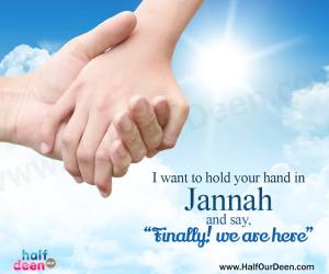 jannah, paradise, hold hand, finally we are here, spouse, marriage, couple