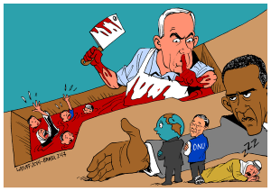 israel, usa, world, president, war crimes cartoon gaza under attack israel carlos-latuff
